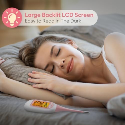 Easy@Home Smart Basal Thermometer for Women: Digital BBT Auto Sync with Premom App - Large Screen and Backlit Body Temperature - FSA Eligible, Charting, Precise Fertility Prediction | EBT-300