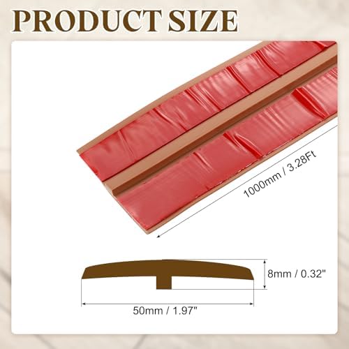 uxcell T-Molding Transition Strips, 3.28 ft x 1.97" (L x W) PVC Floor Flat Divider Strip Self Adhesive Vinyl Flooring Edging Trim for Joining Floor Gaps Doorways, Yellow