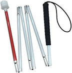 Aluminum Mobility Folding White Cane for Vision Impaired and Blind People (Folds Down 6 Sections) (120 cm (47.2 inch), Black Handle)