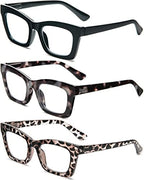 REAVEE Oprah Style Reading Glasses for Women, Blue Light Blocking Stylish Oversized Computer Readers Spring Hinge