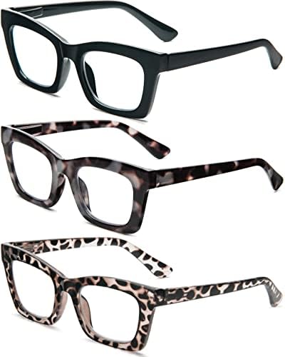 REAVEE Oprah Style Reading Glasses for Women, Blue Light Blocking Stylish Oversized Computer Readers Spring Hinge