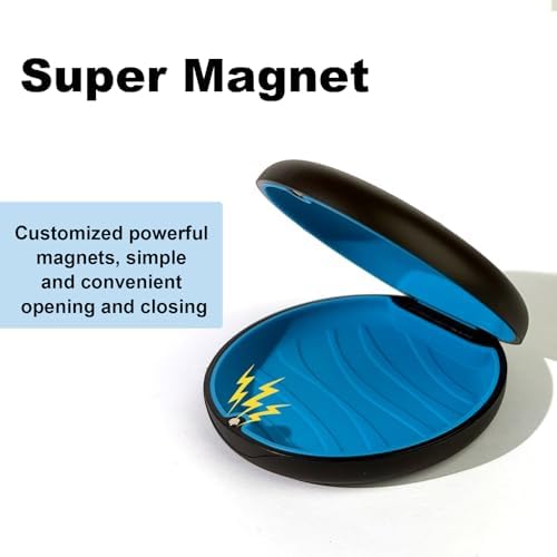 2PCS Retainer Case Compatible with Invisalign,Cute Slim Aligner Case,Customized Magnetic Closure Orthodontic Retainer Cases (2 Pack Black + Blue Silicone)