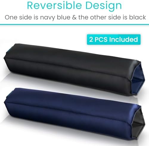 Vive Wheelchair Armrest Pads (2 PCS) - 2-in-1 Reversible Colors - Soft Cushion Arm Rest Accessories for Office Desk Transport Electric Wheel Chairs - Pressure Relief, Non-Slip - Easy-Clean Design