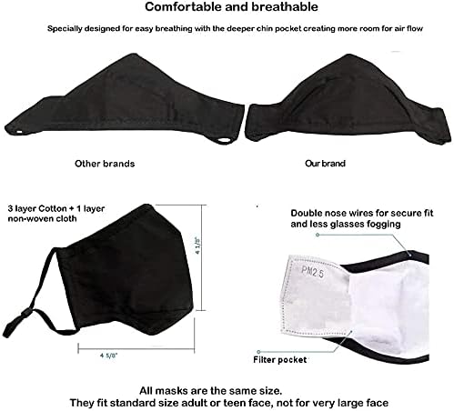 Cloth Face Mask for Women, Men, Teens, Made in USA,Washable Reusable,Breathable with Filter pocket and Nose Wire