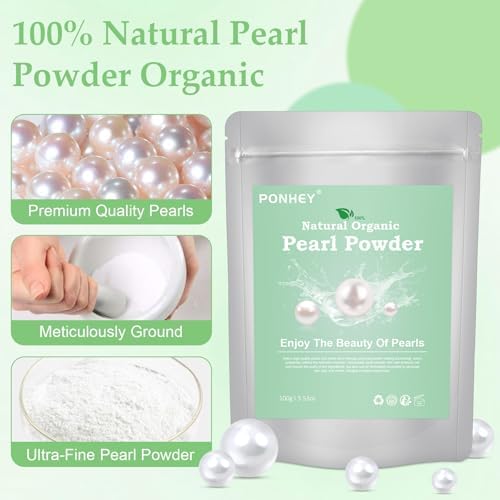Ponhey Freshwater Pearl Powder Organic, 100% Natural Pearl Powder - Deep Cleansing, Pore-Shrinking, Anti-Aging Mask 100g (3.53oz)