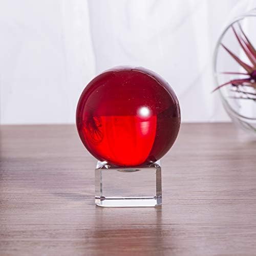 LONGWIN 50mm(2 inch) K9 Solid Crystal Ball with Free Stand Suncatcher (Red)