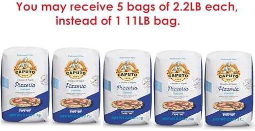 Antimo Caputo Pizzeria Flour Blue, 11 Pound (5Kg) Bag - Italian 00 Flour - Soft Wheat for Pizza Dough - Makes that Perfectly Elastic, Chewy, Crispy Bubble Neapolitan Pizza