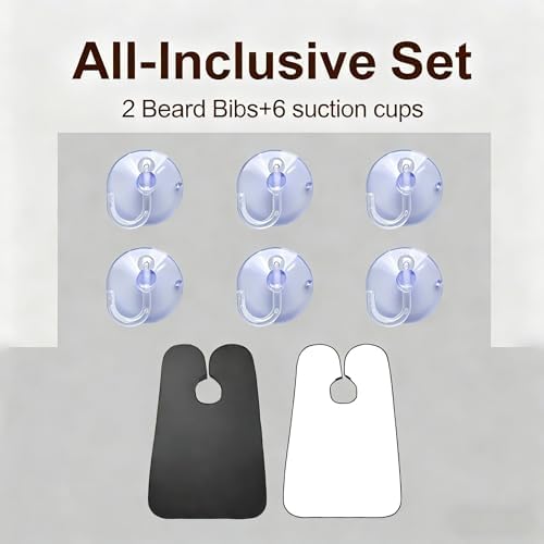 Beard Bib Apron for Men, 2 Pack Hair Catcher for Shaving & Trimming, Non-Stick Shave Cape with Suction Cups, Men's Grooming Accessories, Gifts for Husband Dad Boyfriend (Black & White)