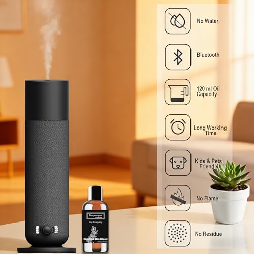 Smart Scent Air Machine for Home, Waterless Essential Oil Diffuser with Roy Tranquility Oil Set for Hotel and Commercial Use, Covers Up to 1000 Sq.Ft, Quiet Aromatherapy Machine for Hotel, Spa