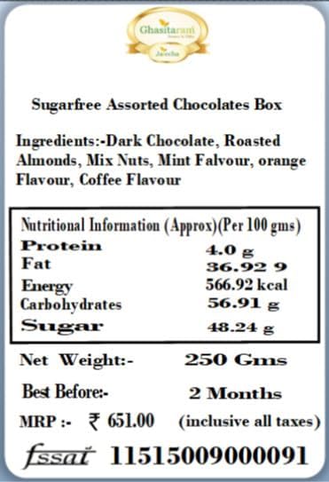 Valentine Gifts - Valentine Chocolates Ghasitaram Gifts - Assorted Sugarfree Chocolates Box