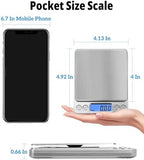 Gram Scale 500g x 0.01g Precision, Digital Mini Pocket Size Portable Scale with Two Trays Nine Units, LCD Display Stainless Steel Platform for Weighing Jewelry Cooking Baking