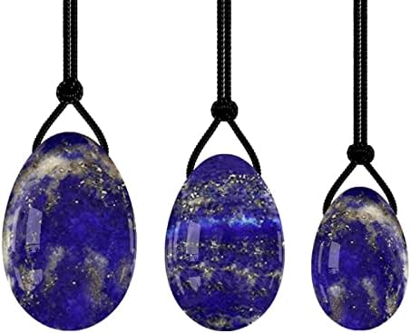 Drilled Yoni Egg Set Natural Rose Quartz Jade Eggs for Kegel Exercise Exercise Crystal Ball,Lapis Lazuli Eggs