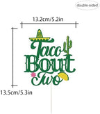 Taco Bout Two Cake Topper,Fiesta Theme 2nd Birthday Anniversary Cake Topper,Mexican 2nd Anniversay Party Decorations.