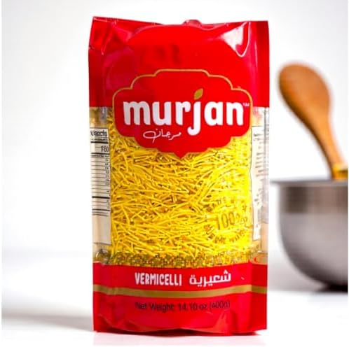 Murjan Vermicelli 14 oz (400g), (2Pack 800g) – Short-Cut Vermiceli Noodles for Rice, Soups & More – Pantry Essential Premium Quality Vermicelli شعيرية (Pack of 2)