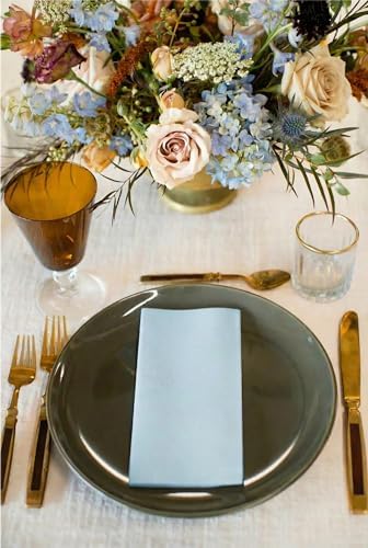 AMERICAN HOMESTEAD Paper Napkins - Light Blue Disposable Linen-Like Dinner Napkins - Restaurant-Quality Table Serviettes for Weddings, Parties, and Events - 15.75" x 15.75" - 50 Count
