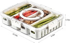 Divided Snackle Box with Lids Stackable Food Serving Tray for Fruit&Veggie Plastic Fridge Storage Container for Pantry Freezer Clear Snack Box for Meal Prep Candy Nuts Spice