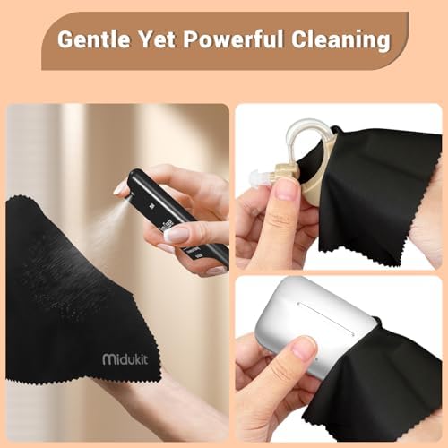 Premium Hearing Aid Cleaning Kit - Compatible with Rechargeable Hearing Aid with Bluetooth, Oticon, Phonak, Hearing Aid Cleaning Tools with Pen, Spray, Brush, Cloth, Hearing Aid Supplies Accessories