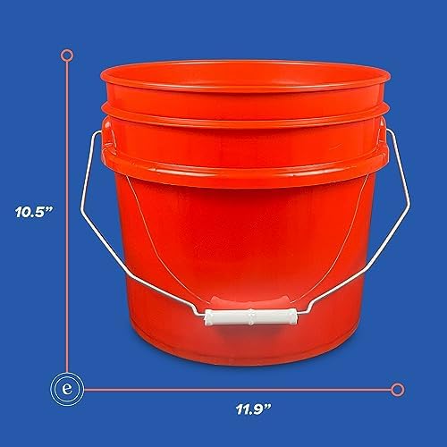 ePackageSupply 3.5 Gallon Plastic Bucket Only (Lid Not Included) I Heavy Duty I Food Storage, BPA-Free I 90 Mil All Purpose Pail I Made in The USA (Red, 1)