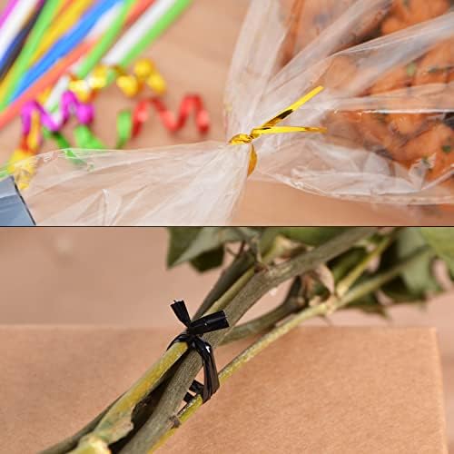 Tangyinrd 700pcs 4" Metallic Twist Ties, 7 Colors for Bakery, Candy Bags, Coffee Bags, Goodie Bags