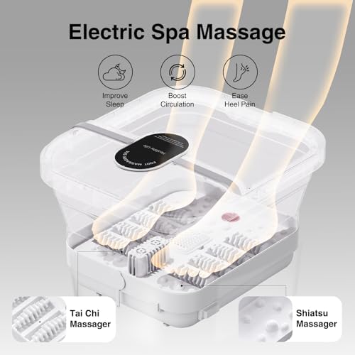 Pedicure Foot Spa with Bubble and Heat,Collapsible Foot Soaking Tub with Remote Control,Pedicure Tools for Feet,Foot Bath Soak Tub Gifts for Mens/Women,Mom/Dad