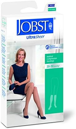BSN Medical 119539 Jobst Ultra Sheer Compression Stocking, Knee High, 20-30 mmHG, Closed Toe, Medium, Anthracite