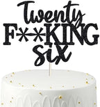 Happy 26th Birthday Cake Topper 26 Birthday Cake Toppers-Black Glitter, Funny 26th Cake Topper for Men,26 Cake Topper For Women, 26th birthday decorations,26th Birthday Cake Topper