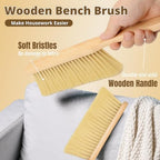 2 Pieces Woooden Dust Brush Hand Broom Bench Brush with Long Wood Handle Whisk Broom Soft Bristle Brush for Counter Bed Sofa Car Fireplace Clothes Household Cleaning