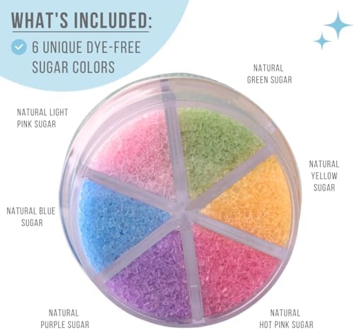 Sweets Indeed Dye Free Sugar Sprinkles, Pastel 6 Cell Edible Sprinkle Mix Perfect for Spring Cake Decorations Baking Ice Cream Cookies Cupcake Topper (Pastel Sugar)