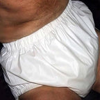 Adult Pull on Plastic Pants Waterproof Quiet Incontinence Safety Pants Anti-Side Leakage Diaper Covers Reusable,White,S