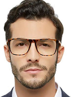 MARE AZZURO Reading Glasses Men Square Reader 0 1.0 1.25 1.5 1.75 2.0 2.25 2.5 2.75 3.0 3.5 4.0 5.0 6.0 (Brown 150)