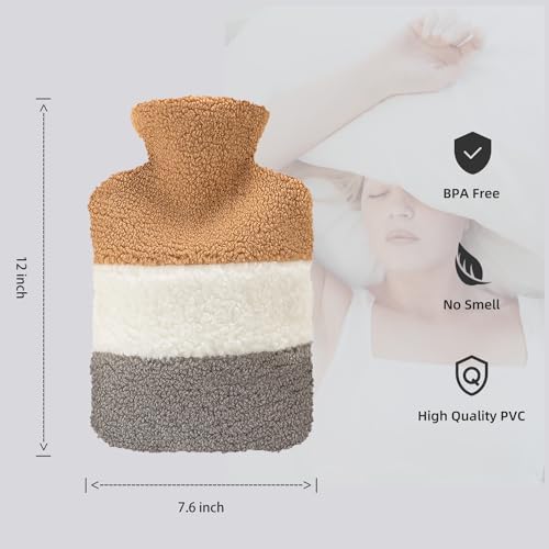 Hot Water Bottle with Soft Premium Cover, 1.5L Hot Water Bag for Menstrual Cramps, Neck and Shoulder Pain Relief, Hot and Cold Therapies, Hand Feet Warmer