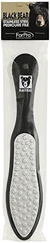 ForPro Black Bear Stainless Steel Pedicure File, Callus Remover Foot File, Double-Sided Professional Quality Tool for Heels and Feet, 10.5’’ L