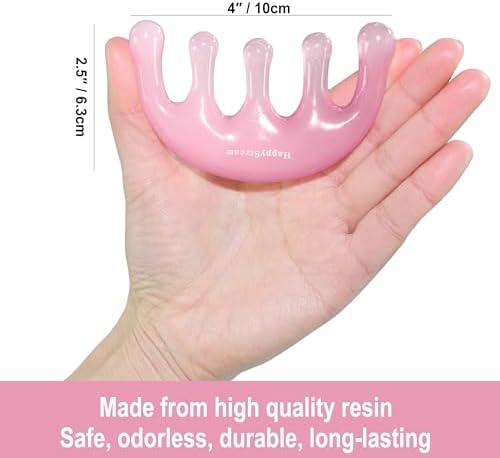 Scalp Massage Tool Head Massager. Resin Massage Comb Gua Sha Fascial Tools for Scalp Care Hair Growth Stress Relax Headaches Meridian Acupoint Treatment Trigger Point Therapy. (Pink)