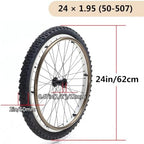 24 Inch Rear Wheel Replacement for Sports Wheelchair, 24 × 1.95 (50-507) Anti-Slip Inflatable Rubber Tires, Aluminum Alloy Spoke Hub