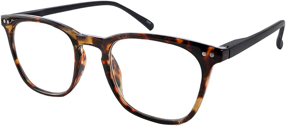 JiSoo Reading Glasses Women 1.0 Stylish Designer Readers 1.0, Womens Reading Glasses 1.0+ with Spring Hinge, Tortoise