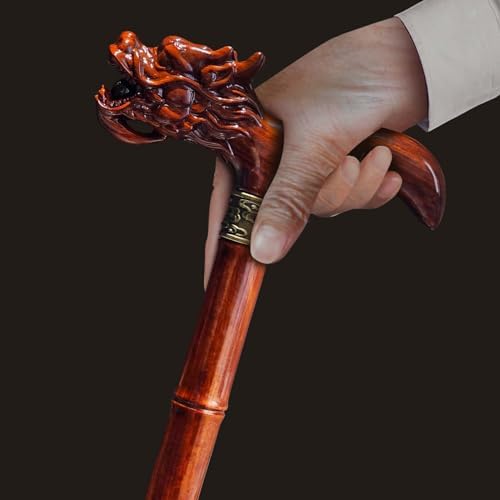 Wooden Cane, Hand Carved High-end Walking Cane for Men and Women, Lightweight Design Support Up to 500lbs Dragon Canes for Seniors, Suitable for Discerning Personal and Gift Use