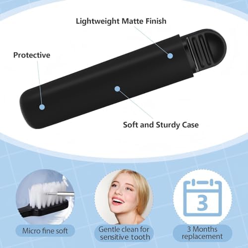 Rtteri 50 Pcs Travel Toothbrush Kit Bulk Folding Tooth Brush with Cover Transparent Potable Travel Size Mini Toothbrush Small Foldable Manual Tooth Brushes for Adult Camping School (Black Matte)
