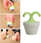 VUFVOID 2PCS Handheld Body Massager Mini Potted Plant Shaped Roller Ball Bead Relaxation Neck Foot Face Pot Desk Decor Massage Cooling for Neck (Green with White)