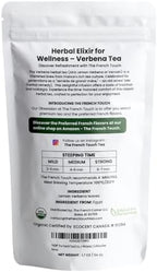 The French Touch Lemon Verbena Tea ORGANIC | 1.8g x 30 Pyramid Bags | 100% Certified USDA Organic | Plant based tea bags | Select Premium Tea (Lemon Verbena) | Vervain |Caffeine-free