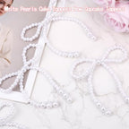 10pcs White Pearls Cake Toppers Bow Cupcake Toppers Bowknot Pearl Cake Decorations for Children's Birthday Wedding Bridal Baby Shower Bachelorette Party Supplies Flower Wrapping DIY Decoration