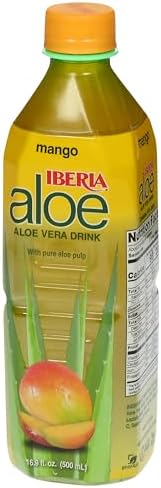 Iberia Aloe Vera Drink With Aloe Vera Pulp, Mango, 16.9 Fl Oz (Pack of 8)