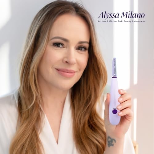 Michael Todd Beauty Sonicsmooth Dermaplane Razor for Women Face + Eyebrow trimmer Dermaplaning System - Peach Fuzz Remover - 8 Weeks of Dermaplaning Blades
