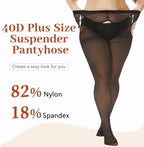 WiliW Suspender Pantyhose for Women Plus Size Garter Belt Sheer Tights Sexy Thigh High Stockings