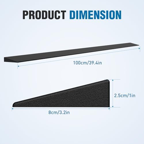 Nilight 1" Rise Threshold Ramp for Doorways, 39.4" Wide Low Profile Cuttable Rubber Wheelchair Access Door Ramp for Doorway, Curb, Home Steps, Bathroom