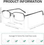 Eyekepper 5-Pack Metal Half-Rim Spring Hinges Reading Glasses Include Computer Readers +0.5