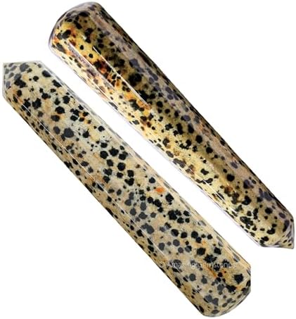 Amazing Gemstone Dalmatian Jasper Crystal Wand Massage Stick - Pelvic Wand Gua Sha for Adults - Crystals and Healing Stones Massage Wands for Adults Gifts (Pointed)