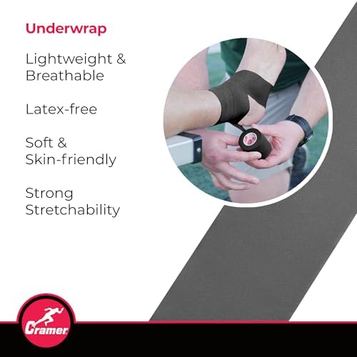 Cramer Tape Underwrap, Sports PreWrap for Athletic Ankle, Wrist, and Injury Taping Jobs, Hair Tie, Headband, Patella Support, Pre-Wrap Athletic Tape Supplies, 2.75" X 21 Yard Roll of Pre Wrap , Black