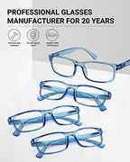 LUFF Unbreakable Reading Glasses for Women,4PCS Blue Light Blocking Reading Glasses Men,Comfortable Spring Hinge Readers