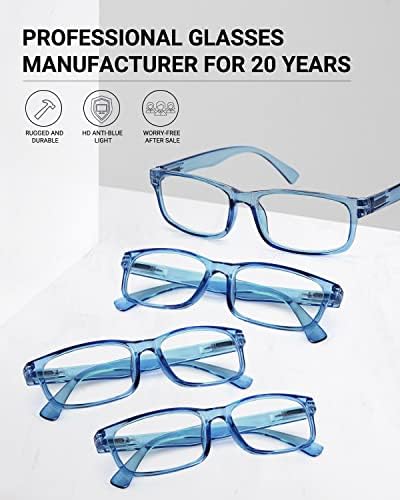 LUFF Unbreakable Reading Glasses for Women,4PCS Blue Light Blocking Reading Glasses Men,Comfortable Spring Hinge Readers