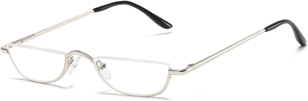 Half Moon Reading Glasses Men Women Half Rim Metal Frame Spring Hinge Retro Stylish Slim Computer Readers